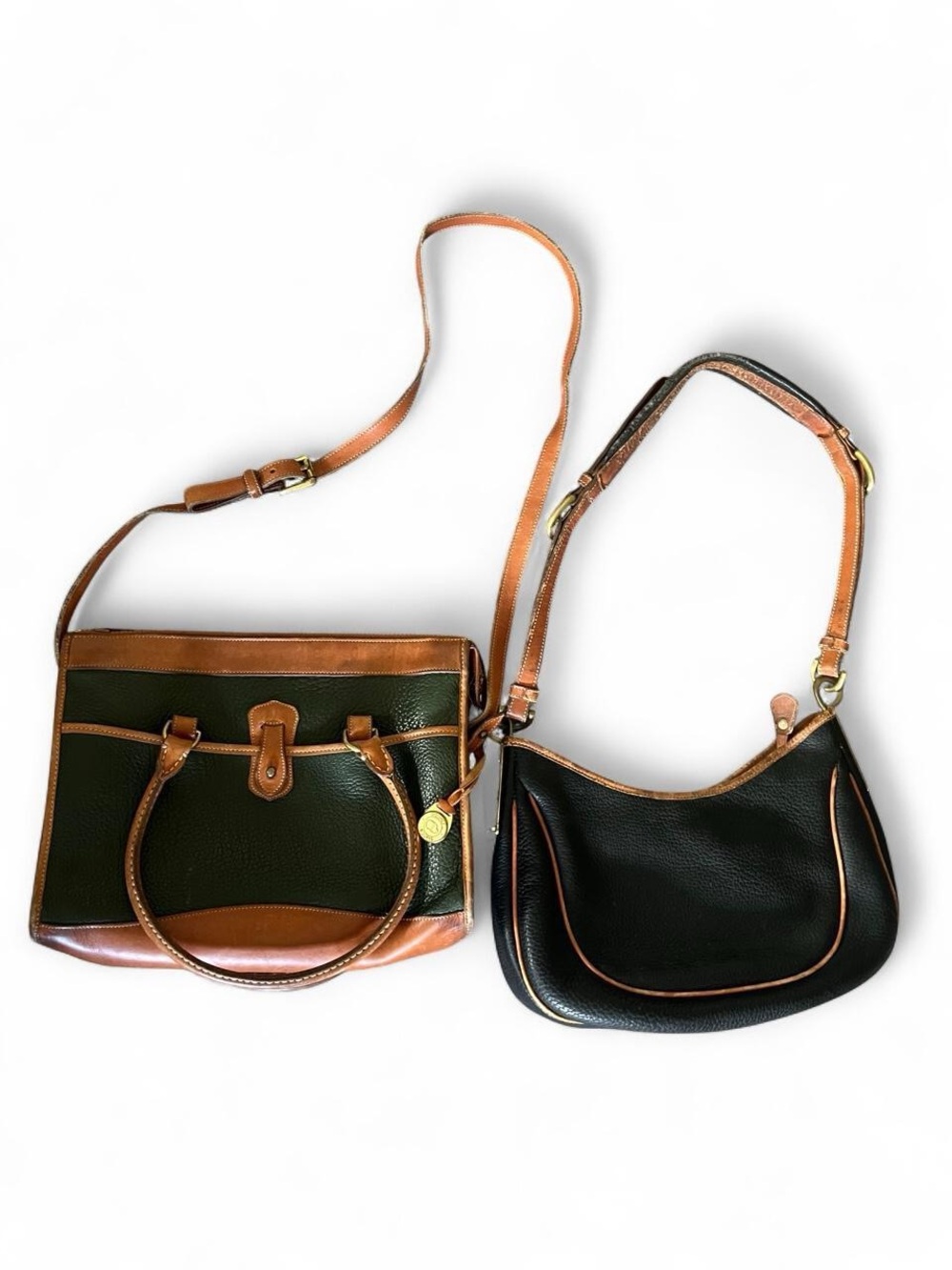 DOONEY & BOURKE • Lot Bundle of 2 Vintage Genuine Leather Bags Green & Black USA